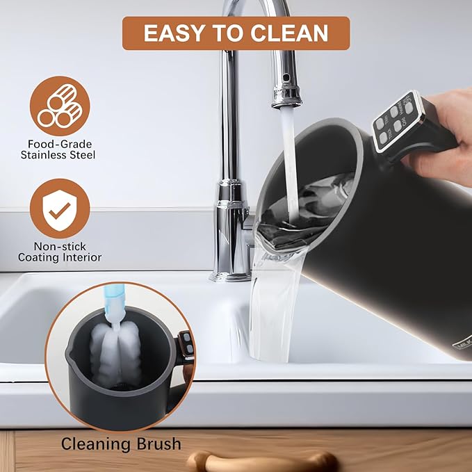 Milk Frother, 4 in 1 Milk Electric Milk Steamer, 500W 11.8oz/350ml Automatic Warm and Cold Foam Maker for Coffee,Latte, Cappuccino, Macchiato, Hot Chocolate, Silent Operation, Black