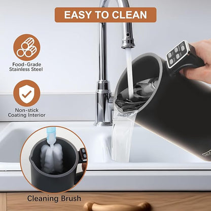 Milk Frother, 4 in 1 Milk Electric Milk Steamer, 500W 11.8oz/350ml Automatic Warm and Cold Foam Maker for Coffee,Latte, Cappuccino, Macchiato, Hot Chocolate, Silent Operation, Black