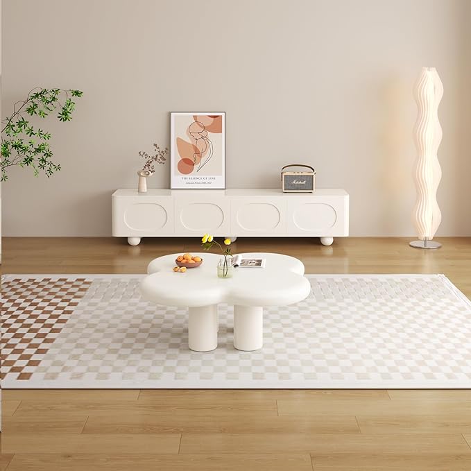 Cloud Coffee Table with 4 Legs, Modern Coffee Table, Irregular Center Table for Living Room, Bedroom, Office, Small Spaces, Easy to Assemble