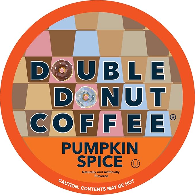Double Donut Coffee Pumpkin Spice Coffee Pods, Single Serve for Keurig K-Cup Machines, Medium Roast, 48 Count