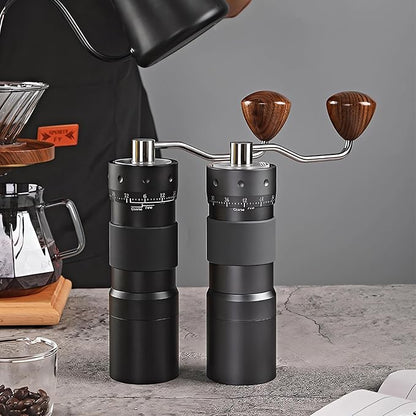 Manual Coffee Grinder Seven Star Mill Stainless Steel Mill, transparent lid Coffee Grinder with Outside Adjustable Grind Settings Portable with Magnetic Bean Compartment(Black)
