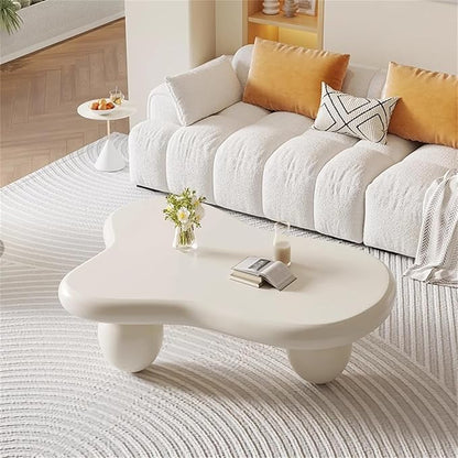Cloud Coffee Table Modern Cute Coffee Tables Irregular Simple Tea/Center Table for Small Space End Table for Living Room, Home Office, Indoor (White A Cloud 40" Wx27.6 Dx11.8 H)