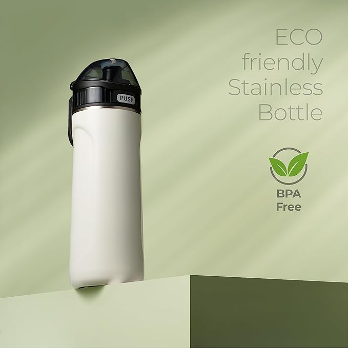 SipX™ Triple-Insulated Stainless Steel Water Bottle - 18oz. With Straw Lid, BPA-Free Reusable Insulated Water Bottle Keeps Cold For 12 Hours,