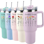 Load image into Gallery viewer, Ships Next Day,Birth Flower 40 Oz Tumbler with Handle and Straw, Personalized Tumbler with Name Insulated Cup Reusable Stainless Steel Water Bottle Travel Mug Christmas Birthday Gifts for Women