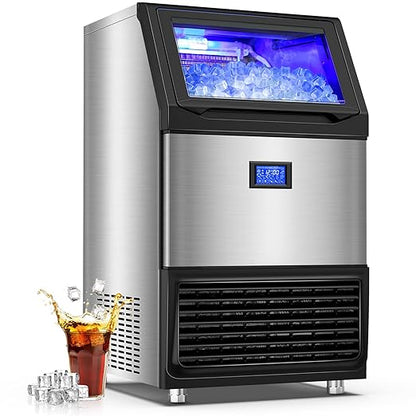 450Lbs/24H Under Counter Commercial Ice Machine with 160LBS Large Storage Bin, Stainless Steel Freestanding Ice Maker for Home Bar Cafe, Include Water Filter and Ice Scoop,Self Cleaning