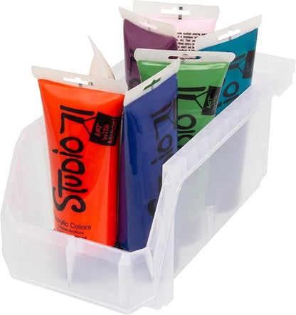 Plastic Containers for Organizing and Storage Bins for Closet, Kitchen, Office, Garage or Pantry Organization, Stackable Bins, Medium (11" x 5" x 5.5"), 8-Pack, Clear