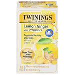 Load image into Gallery viewer, Twinings Superblends Probiotics+ Lemon &amp; Ginger Flavoured Herbal Tea with Turmeric, Caffeine-Free, 18 Count (Pack of 1), Enjoy Hot or Iced, 18 Teabags
