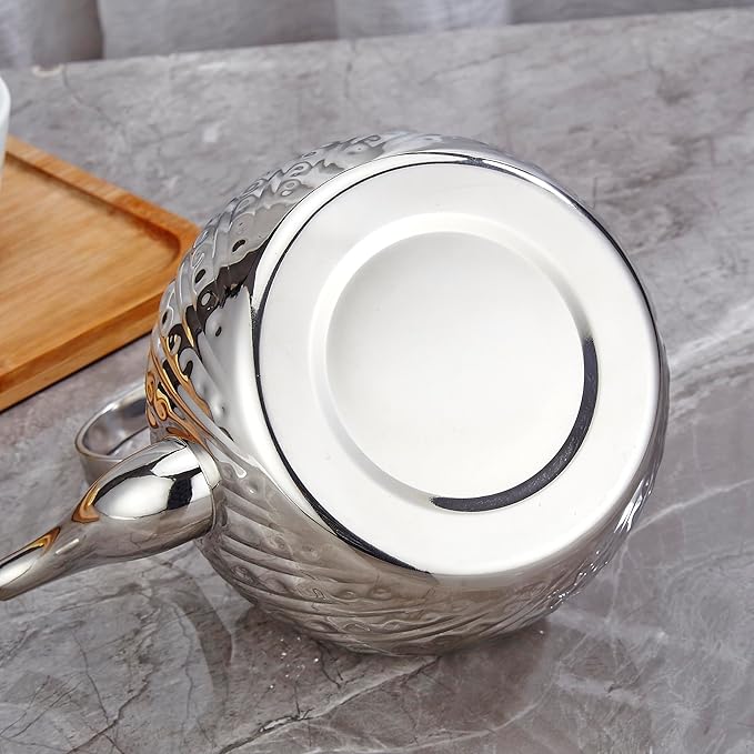 SANQIAHOME 2000ml stainless steel antique style teapot,with Infuser, thickened boiling kettle, lifting handle,Silver