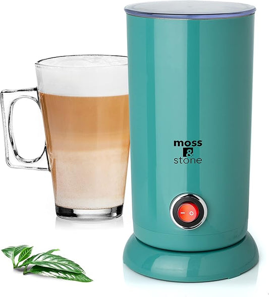 Moss & Stone Electric Milk Frother - Latte Art Steamer, Electric Cappuccino Machine And Milk Warmer, Hot Foam Maker and Milk Warmer for Latte, Cappuccinos, Macchiato, Hot Chocolate Milk