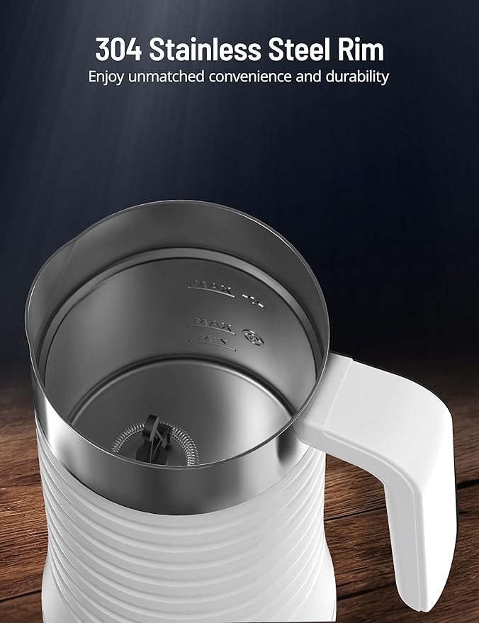 Milk Frother and Steamer, Airyoyo 4-in-1 Milk Frother,Electric Milk Frother Hot& Cold Foam Temperature Control, Auto Shut-Off Frother for Coffee Latte