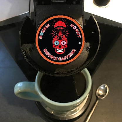 Double Donut Coffee High Caffeine Coffee Pods, Extra Strong Double Caffeine Dark Roast Coffee,Compatible with Keurig K Cups Brewers, 20 Count