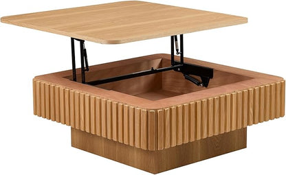 KEVINSPACE Lift Top Coffee Table Square Coffee Tables for Living Room Furniture Small CoffeeTable with Large Hidden Storage Center Table Mid Century ModernTable Rustic Ash 35.43" W x14.57-24.5" H