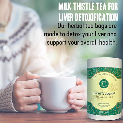 Dr. Cowan’s Garden Organic Ashitaba Herbal Tea, 20 Tea Bags - Liver Detox Rooibos Tea Bags with Milk Thistle, Calming Liver Support & Cleanse for Health and Well-Being, Ashitaba Herbs Grown in the USA