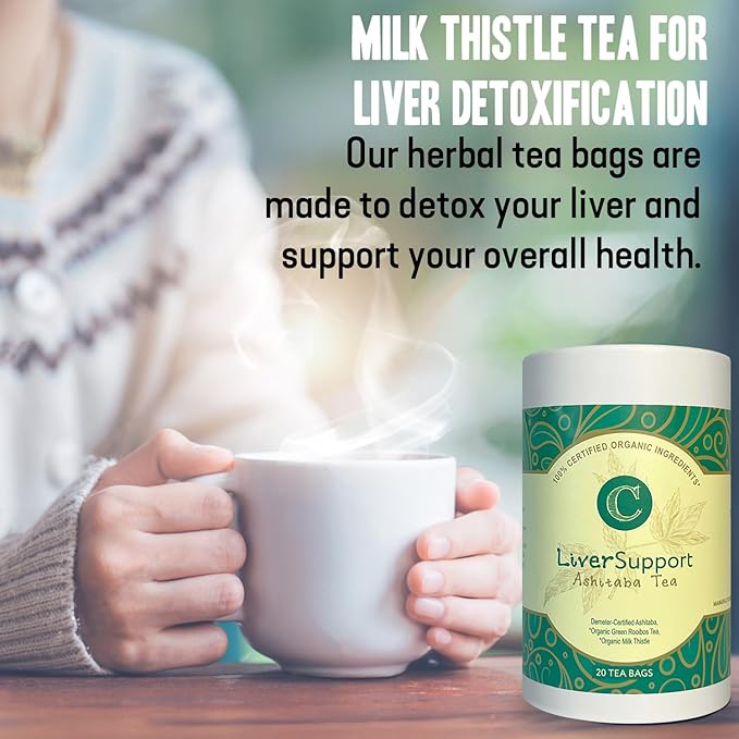 Dr. Cowan’s Garden Organic Ashitaba Herbal Tea, 20 Tea Bags - Liver Detox Rooibos Tea Bags with Milk Thistle, Calming Liver Support & Cleanse for Health and Well-Being, Ashitaba Herbs Grown in the USA
