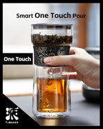 Load image into Gallery viewer, ZENS Cool Glass Teapot with Infuser, Smart One Touch Tea Maker for Loose Tea Diffusers with Insulated Mug and Portable Tea Kits, Enchanted Teapot Alternatives for Tea Lover Gifts