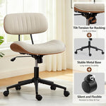 Load image into Gallery viewer, Home Office Chair with Wheels, Adjustable Height Desk Chair Leather Swivel Computer Chair, Armless Modern Walnut Chair for Office, Meeting Room, White