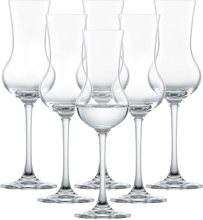 SCHOTT ZWIESEL Bar Special Grappa Glass (Set of 6), Shot Glasses with Stem, Dishwasher-Safe Tritan Crystal Glasses, Made in Germany (4 Ounce)