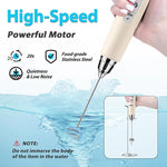 Load image into Gallery viewer, Milk Frother Rechargeable Handheld-Electric Whisk 3 Speed Adjustable, Coffee Frother Wand with 3 Stainless Whisks, Foam Maker, Drink Mixer Blender for Latte Cappuccino Matcha Egg (With Stand, Beige)