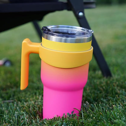 40 oz Tumbler with Handle and 2 Straw 2 Lid, Insulated Water Bottle Stainless Steel Vacuum Cup Reusable Travel Mug,Rainbow