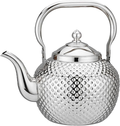 SANQIAHOME 2000ml teapot with Infuser stainless steel Water Boilers lifting handle Tea Maker Water Kettle for Induction/Gas silver