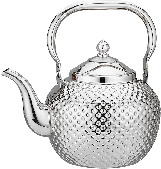 SANQIAHOME 1200ml teapot with Infuser stainless steel Water Boilers lifting handle Tea Maker Water Kettle for Induction/Gas silver