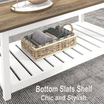 Load image into Gallery viewer, FOLUBAN Farmhouse Coffee Table with Storage Shelf, Rustic Vintage Wood Cocktail Table for Living Room, White