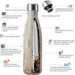 Load image into Gallery viewer, BJPKPK 17 oz Stainless Steel Insulated Water Bottle Cola Shape Big Water Bottles for Travel,Wood Yellow Gray