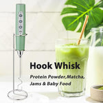 Load image into Gallery viewer, Milk Frother with Stand Rechargeable-Handheld Coffee Frother with 3 Stainless Whisks 3 Speed Adjustable, Electric Whisk Drink Mixer, Foam Maker Blender for Matcha Latte Cappuccino Chocolate
