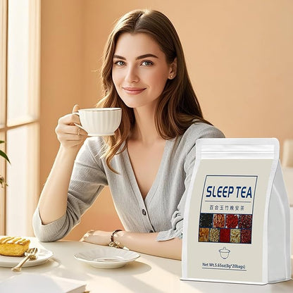 Sleep Herbal Tea - Night Time Tea for Bedtime - 20 Tea Bags with Mulberry, Red Date, Gardenia, Red Rose, Jade Bamboo, Lotus Seed, Goji Berry, Lily, Semen Ziziphi - Natural Night Sleeping Tea
