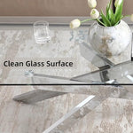 Load image into Gallery viewer, Rectangle Modern Coffee Table, Tempered Glass Top and Metal Tubular Leg, 47.3”Lx23.6”Wx18.1”H, Silver