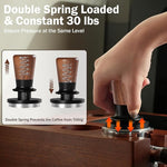 Load image into Gallery viewer, PUSEE 58mm Espresso Tamper, Calibrated Tamper with 30lbs Double Spring Loaded Tamper Walnut Wood Coffee Tamper for Barista Home,Stainless Steel Base Tamper Espresso Tool Fits 58 Portafilters