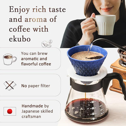 Ceramic Reusable Coffee Filter Pour Over Dripper Paperless Sustinable ekubo 1-4 Cup Made in Japan (Yellow)