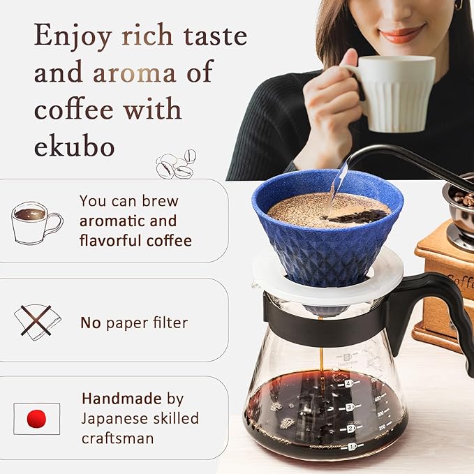 Ceramic Reusable Coffee Filter Pour Over Dripper Paperless Sustinable ekubo 1-4 Cup Made in Japan (Pink)