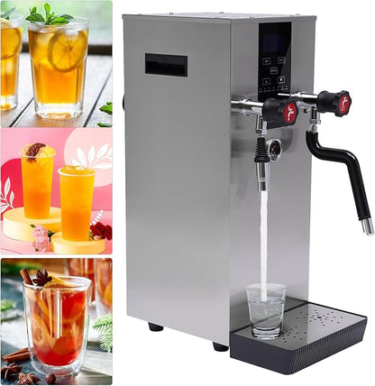 Steam Water Boiling Machine, 2.3kw 110v Commercial Milk Frother Espresso Coffee Milk Foam Maker Automatic Steam Boiling Water Machine with Drip Tray for Milk Tea Shops Cold Drink Shops Bars