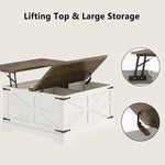 Load image into Gallery viewer, Furnideco 35.5''W Square Coffee Table Farmhouse Lift top Coffee Table with Large Hidden Storage, Wood Center Table for Living Room, Home Office, Brown Top
