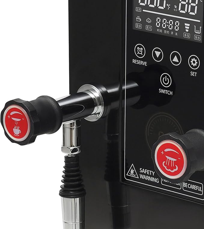 Commercial Milk Frother, 3KW 12L Multi-Purpose Full-Automatic Steam Boiling Water Frothing Machine Steam Milk Frothing Machine with 12H Timing Function for Tea Coffee Dessert Milk (BLACK)