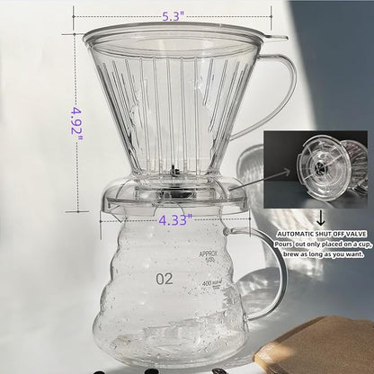 Coffee Dripper with Coffee Filters Drip Coffee Maker Pour Over 100 coffee Filters Large 18 oz BPA Free