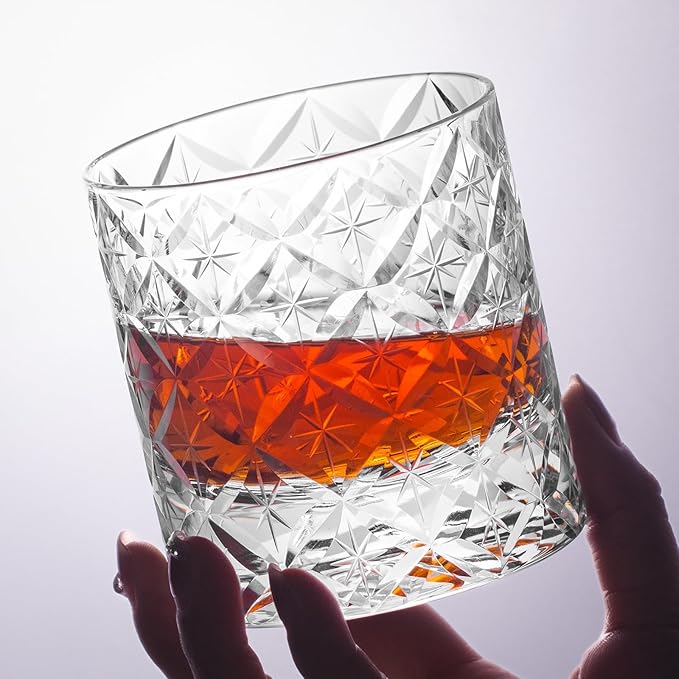 KAMMAK Classic Whiskey Glasses Set of 2, 7.78 oz (230 ml) Old Fashioned Tumbler, Thick Base Glass with Delicate Rim for Scotch, Bourbon, Cocktails, Durable Barware