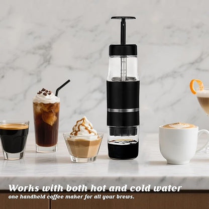 French Press Coffee Maker for Ground Coffee & Capsules Portable Cold Brew Coffee Espresso Machine, Small Hand Coffee Maker for Camping