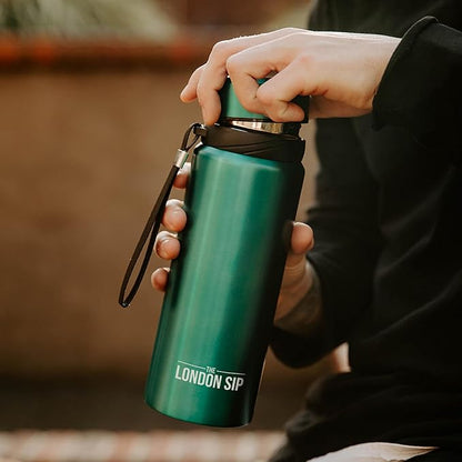 London Sip 25 oz Multi-Function Travel Mug and Tumbler Tea Infuser Water Bottle Fruit Infuser Flask Hot and Cold Double Wall Stainless Steel Coffee Thermos, Celestial Blue