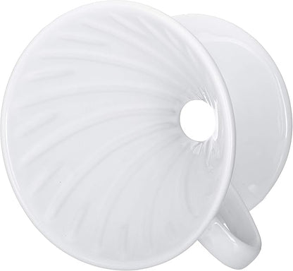 Pour Over Coffee Dripper - Ceramic Slow Brewing Accessories for Home, Cafe, Restaurants - Easy Manual Brew Maker Gift - Extra Small - White, 1 Cup