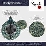 Load image into Gallery viewer, Large Japanese Cast Iron Teapot Capacity 40Oz with Trivet and Loose Leaf Tea Infuser, Cast Iron Tea Kettle Stovetop Safe. Tetsubin Coated with Enamel Interior - Green Teapot