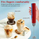 Load image into Gallery viewer, Milk Frother Handheld for Coffee, Electric Whisk 3 Speed Adjustable, Drink Mixer with Stainless 3 Whisks, Rechargeable Hand Frother Wand, Foam Maker for Latte Cappuccino Hot Chocolate Egg Red