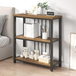 Load image into Gallery viewer, FOLUBAN 3 Tier Bookshelf, Industrial Wood and Metal Bookcase, Small Book Shelf for Home Office Bedroom Living Room, Rustic Brown