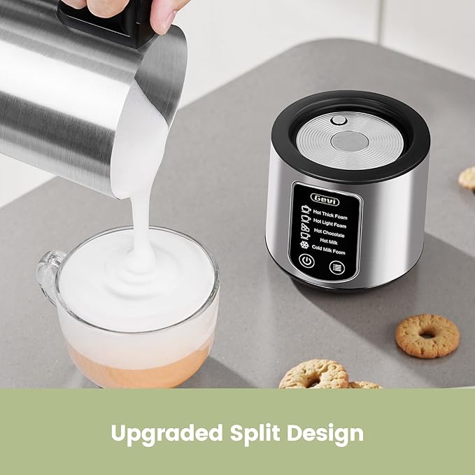 Gevi Hot Chocolate Maker with 5 in 1 Milk Frother and Steamer, Professional Milk Steamer, 17 oz/3.5 oz, Stainless Steel, Hot and Cold Milk Frother for Latte, Macchiato, Cappuccino and Hot Chocolate