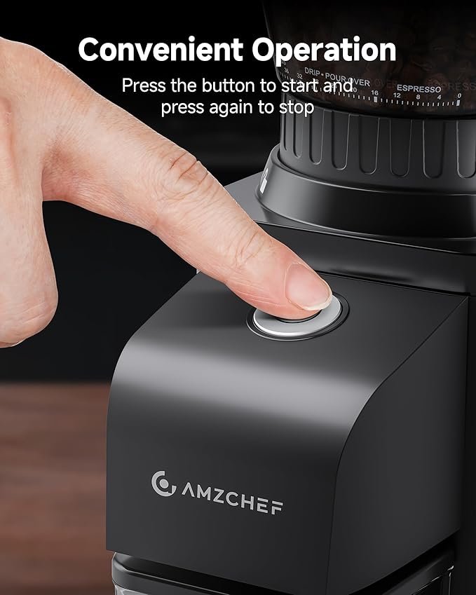 Anti-Static Espresso Grinder with Self-Cleaning Burr, 48 Precise Settings, Coffee Grinder for Home Use, Coffee Bean Grinder with Storage Box & Dosing Cup, Less Mess, More Flavor,Black