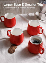 Load image into Gallery viewer, Teocera Ceramic Coffee Mug Set of 4-12 oz Coffee Mugs with Large Handles for Hot or Cold Drinks Like Latte, Cocoa, Tea or Juice - Smooth Ceramic, Dishwasher Safe, Red
