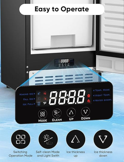 Coolski 130Lbs/ Day Under Counter Ice Maker Machine, Stainless Steel Built-in Freestanding Ice Maker with 30LBS Ice Storage, Perfect for Commercial & Home Use, 15 Inch Wide