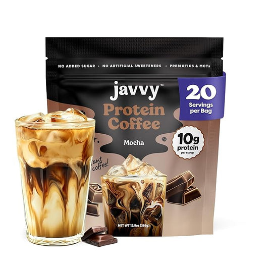 Mocha Protein Iced Coffee - Premium Whey Protein & Instant Iced Coffees - 100% Natural Cold Brew - Zero Artificial Flavors & Sweeteners, 80 mg Caffeine Per Serving, No Added Sugar, 20 Servings