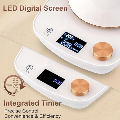 Gooseneck Electric Kettle, Intelligent Temperature Control, Stainless Steel Inner, Quick Heating, for Pour Over Coffee, Brew Tea, Boil Hot Water, 1000W 0.9L Cream White